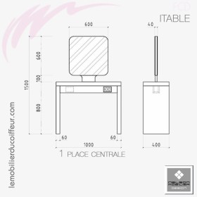 ITABLE Centrale 2P (Dimensions) | Coiffeuse | NELSON Mobilier