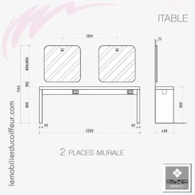 ITABLE Murale 2P (Dimensions) | Coiffeuse | NELSON Mobilier