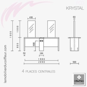 KRYSYAL Centrale 4P (Dimensions) | Coiffeuse | NELSON Mobilier