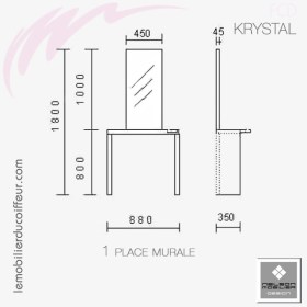 KRYSYAL Murale 1P (Dimensions) | Coiffeuse | NELSON Mobilier