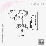 IRON STOOL (Dimensions) | Tabouret de coiffeur | Nelson