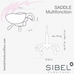 SADDLE MULTIFONCTIONS (Dimensions) | Tabouret de coiffeur | SIBEL Furniture